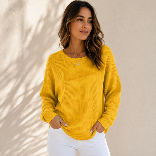 CLEARANCE SALE🔥Women's Waffle Knit Crewneck Sweatshirt