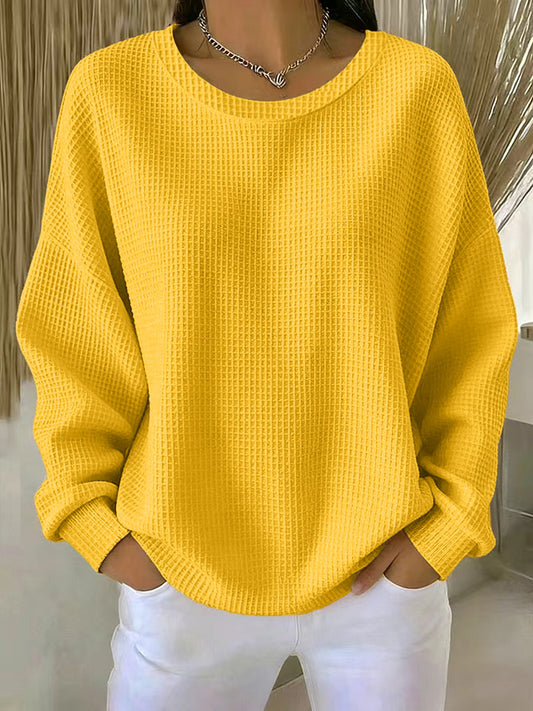 CLEARANCE SALE🔥Women's Waffle Knit Crewneck Sweatshirt